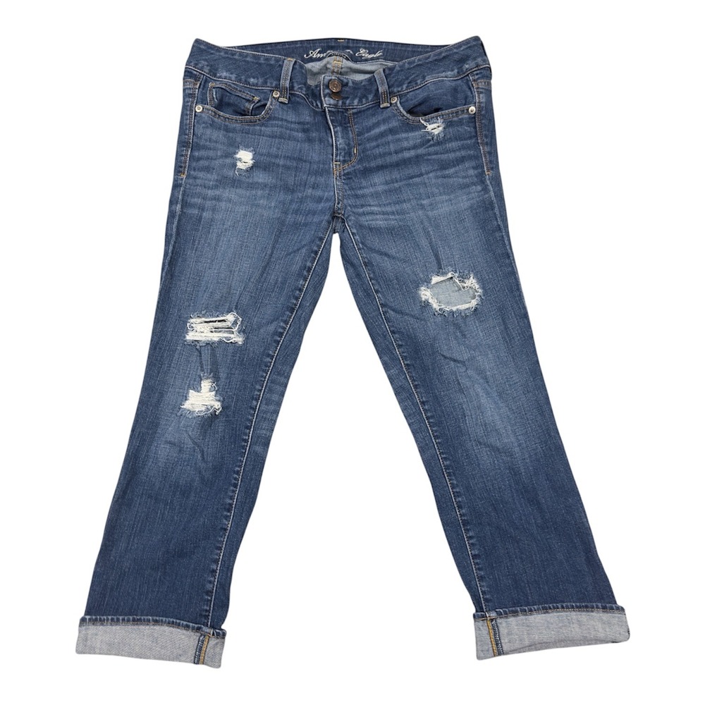 American Eagle Artist Distressed Jeans Womens 10 Regular Med Wash Stretch